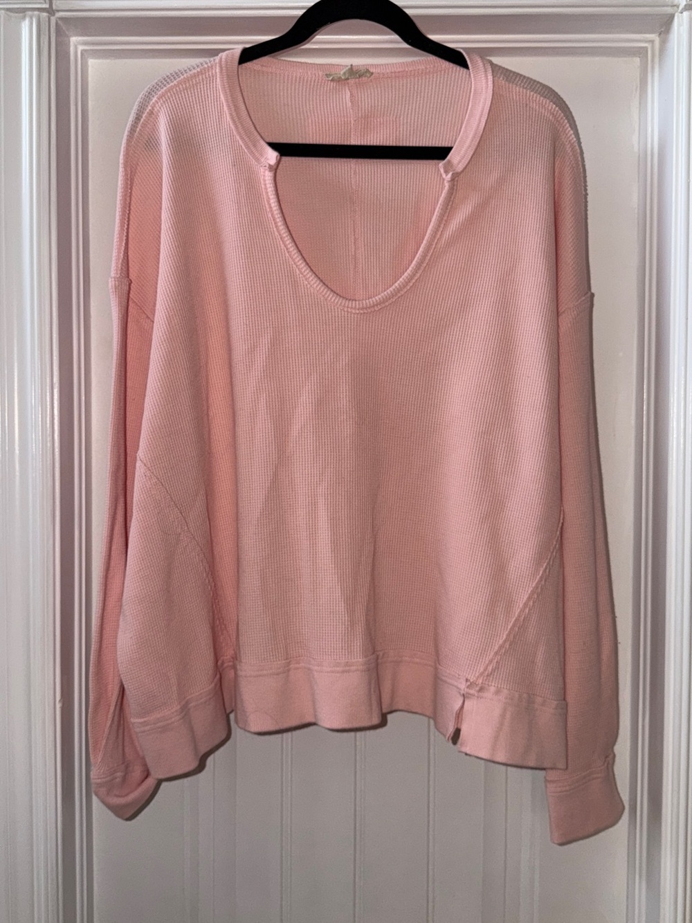 Chelsea & Violet Light Pink Waffle-Knit Pullover Sweatshirt